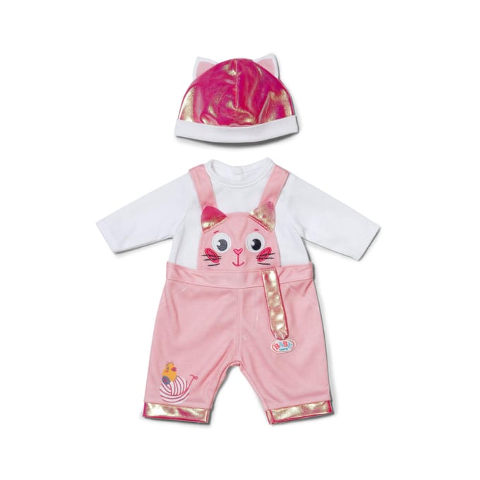 Zapf Creation BABY Born Katten Onesie roze met muts 43cm Poppenkleding