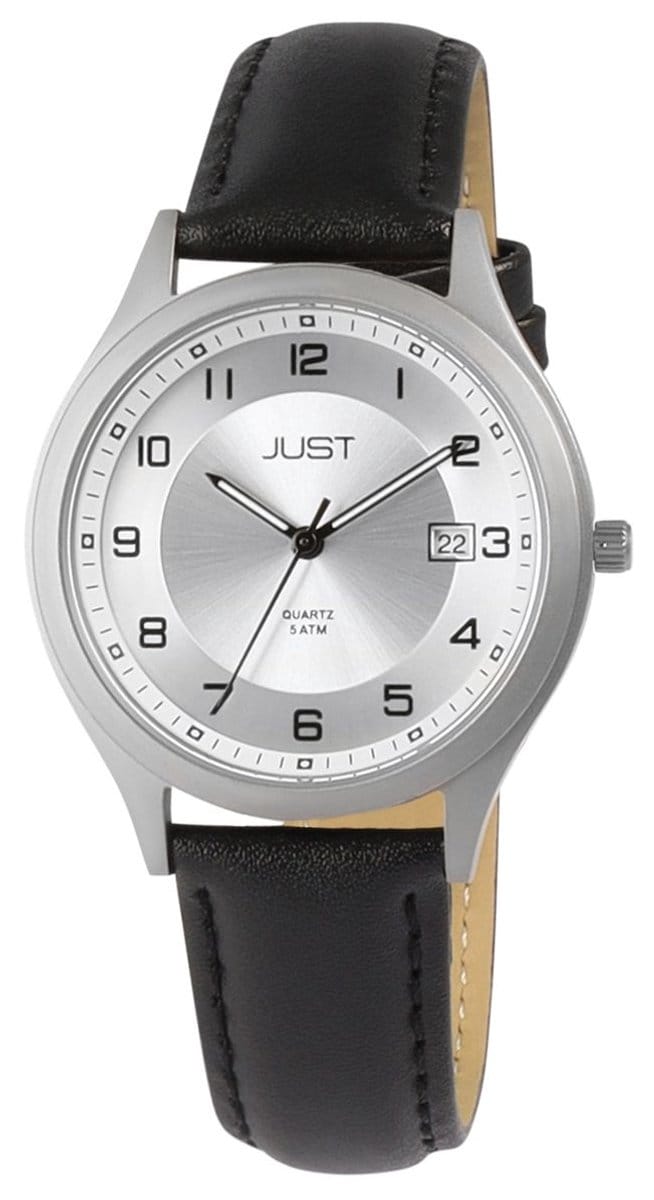 JUST herenhorloge echt leer Leon, datumaanduiding