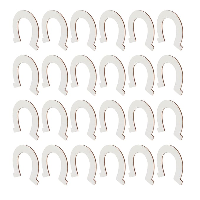 24 stuks DIY Houten Schijven Hoefijzervorm Onvoltooide Uitsparingen Hanger Handgemaakte Knutseldecoratie white
