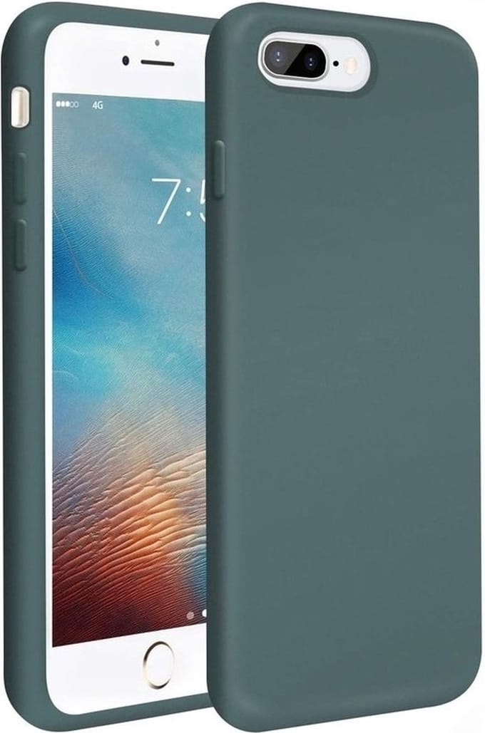 Shieldcase Silicone case geschikt voor Apple iPhone 8 Plus / 7 Plus - optimale bescherming - siliconen hoesje - backcover - donkergroen