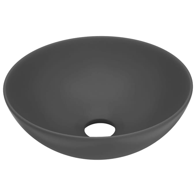 vidaXL - Wastafel - rond - keramiek - donkergrijs