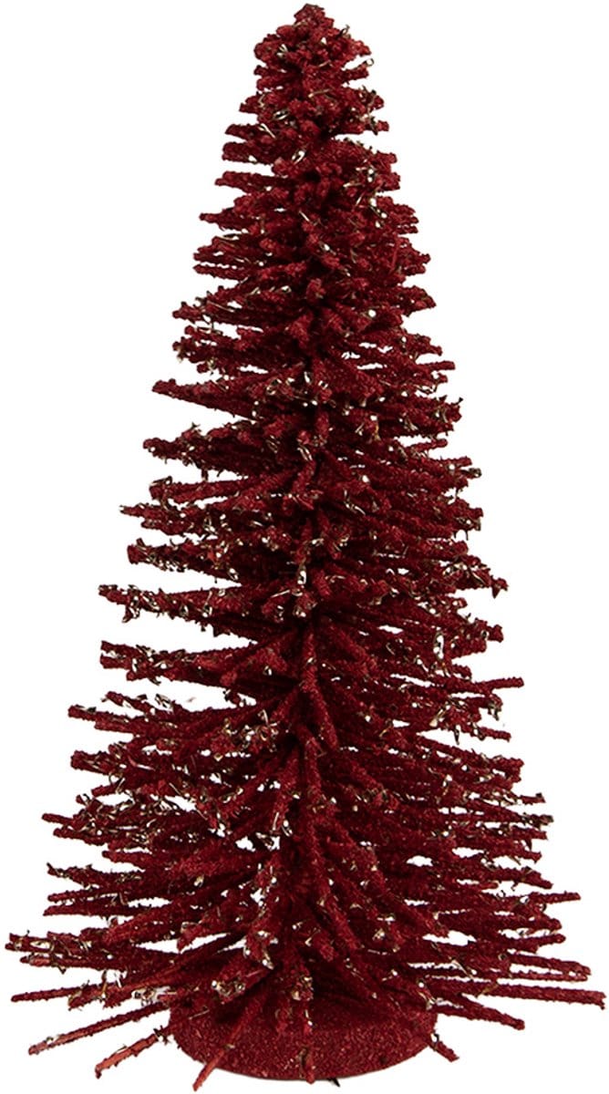 Clayre & Eef Kerstdecoratie Beeld Kerstboom Ø 17x30 cm Rood Hout