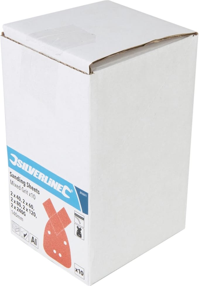 Silverline Set Klittenband Delta Schuurvellen - 140 mm - Diverse Korrelgroottes - Aluminiumoxide - 10 stuks