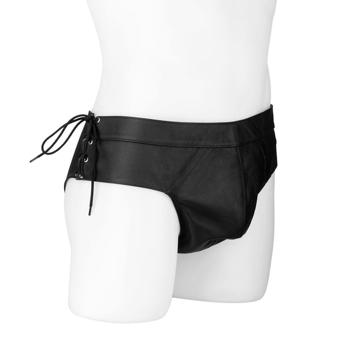 Rimba - Zwarte Lederen Gladiator Slip M/L