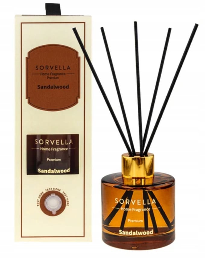 Sorvella Sandelhout Diffuser - 120 ml geurverspreider met stokjes