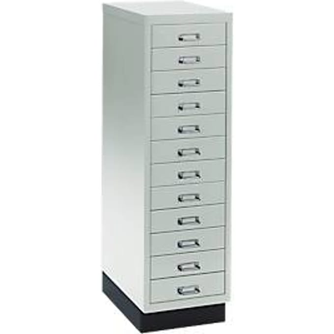 Ladekast A4, met 12 schuifladen, 940 mm hoog, lichtgrijs