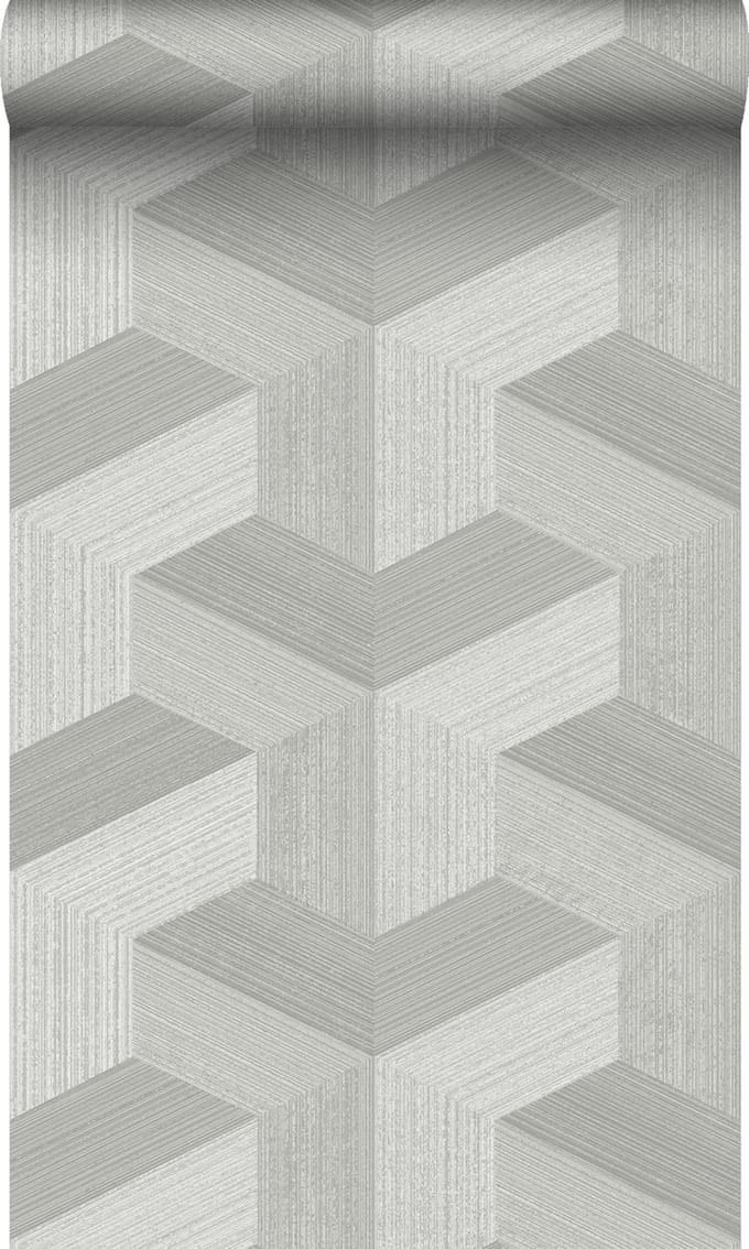 Origin Wallcoverings behang grafisch 3D motief grijs - 53 cm x 10.05 m - 347947