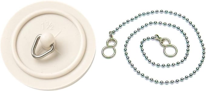 Stootdop met ketting - Deurkrukstopper Deurbuffer - Deur beschermen - Verchroomde kogelketting - 38 mm - Wit