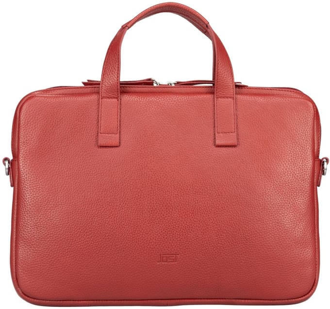 JOST Leren laptoptas schoudertas met laptopvak Vika Laptop Case 15.6" Red rood