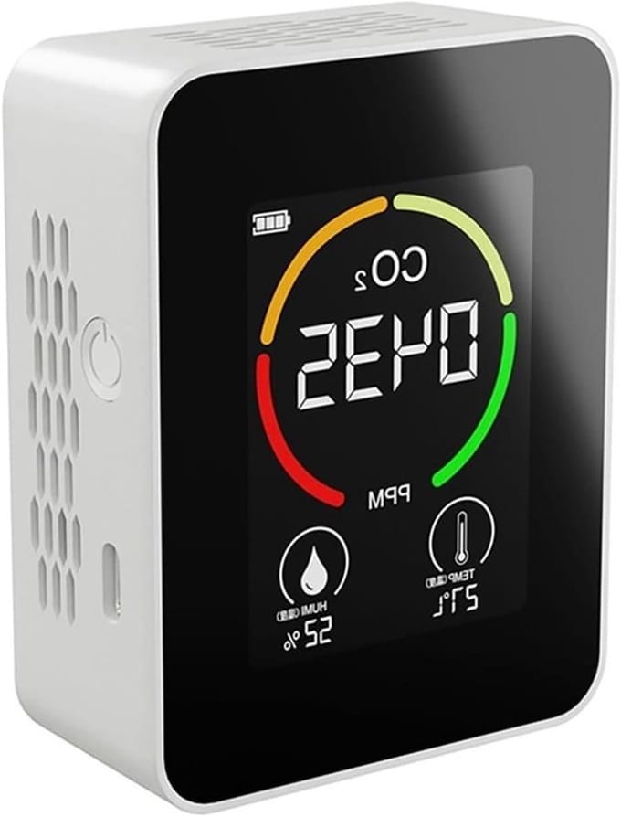 Luchtkwaliteitsmonitor - CO2 meter - Binnenklimaat meten - Multifunctioneel 5-in-1 - 89x70x35mm - Zwart
