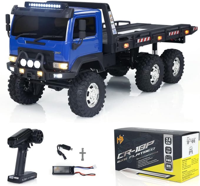 1/18 RC Rock Crawler 6x6 Off-Road Truck Platformwagen met 2-Speed