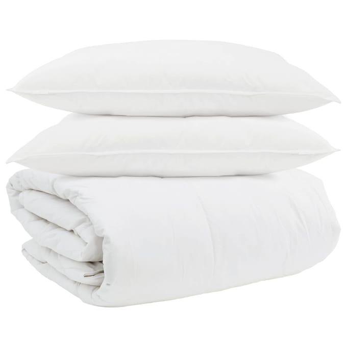 vidaXL - Deken - Set - met - kussen - 3 - st - Wit - Donsveer