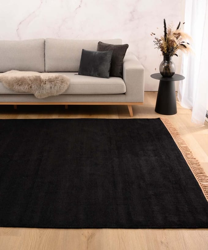 Viscose vloerkleed - Gem zwart 200x300