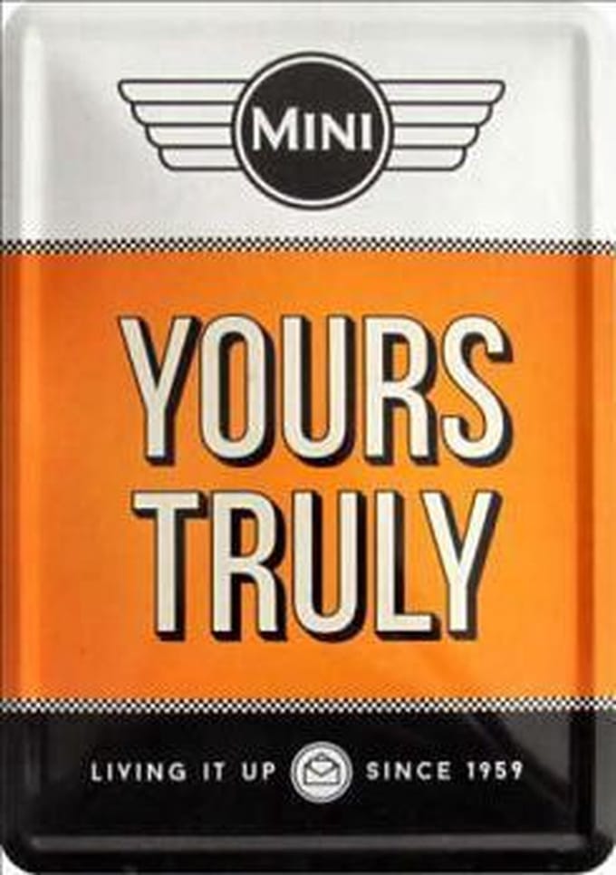 Mini Yours Truly Metalen Postcard 10  x 14 cm.