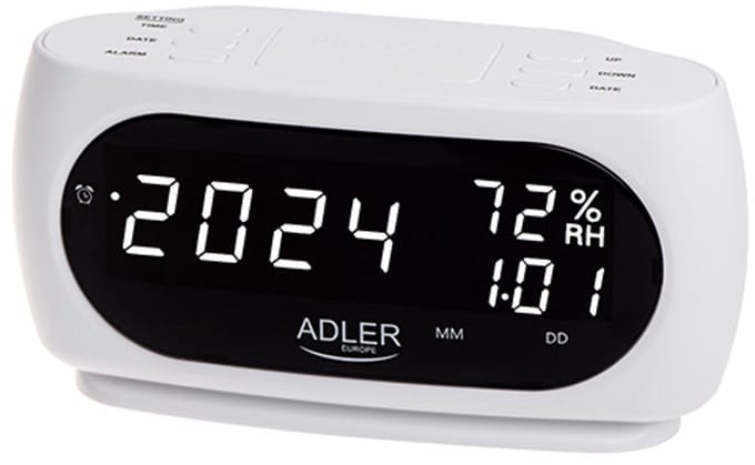 Adler AD 1186 - Wekker - Led - met thermometer - Wit