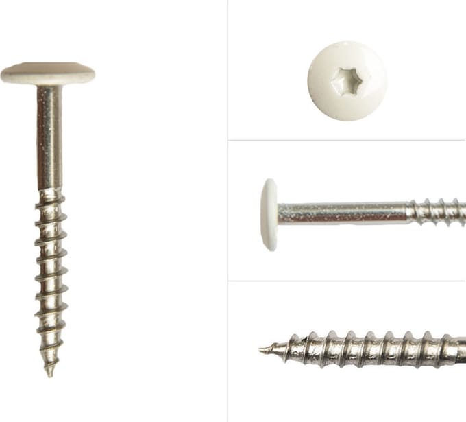 Kleurkopschroeven Wit rvs 4.8 x 38 mm | Doos 100 Stuks
