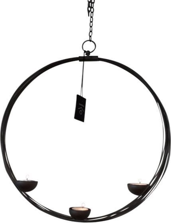 Rasteli - Kaarsenhouder - metaal - zwart - D32 x H145 cm