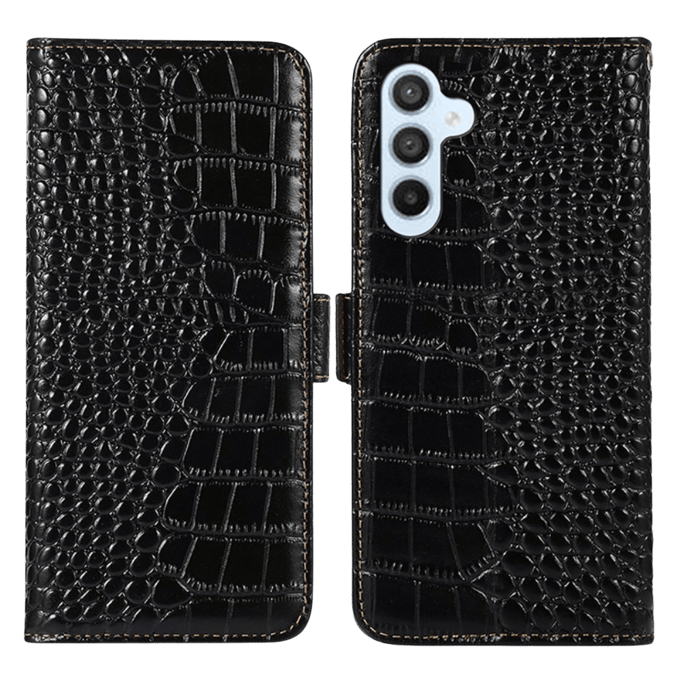 Mocaa Samsung Galaxy S25 / S24 Croco Book Case Leer Zwart