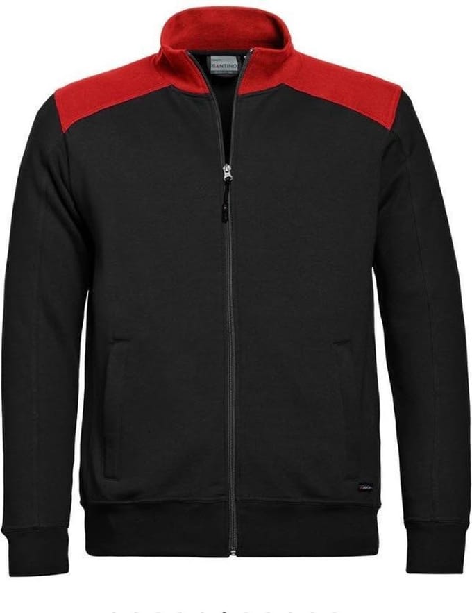 Santino Toronto 2color Zip sweatjack (320g/m2) - Zwart | Rood - M