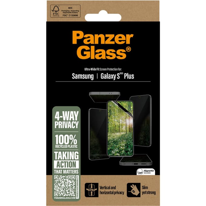 PanzerGlass ECO MATRIX 4-way Privacy Screen Protector Samsung Galaxy S25+ | Ultra-wide Fit