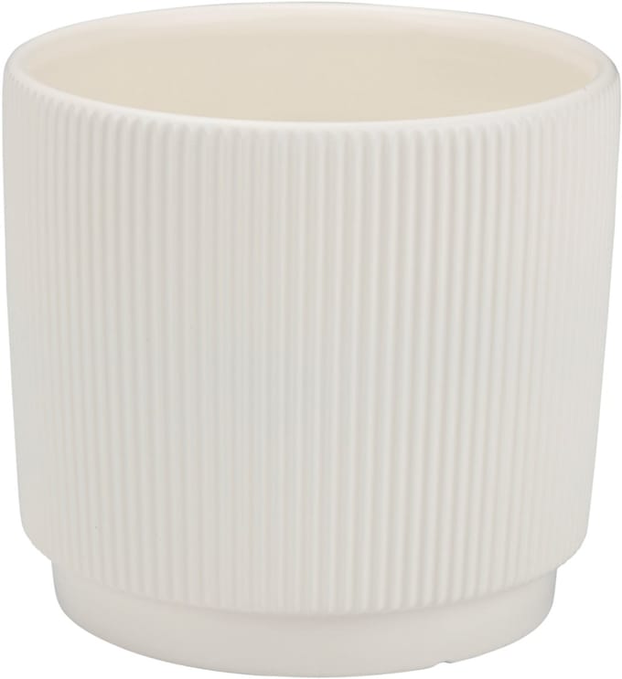 Arti Casa Bloempot Ø19,7x18 cm - Moderne Bloempot met Ribbelstructuur - Wit