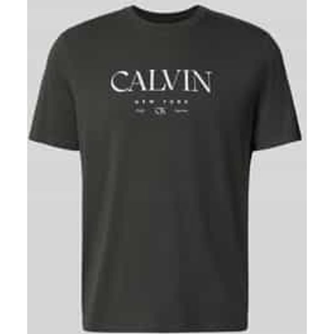 T-shirt met labelprint en ronde hals