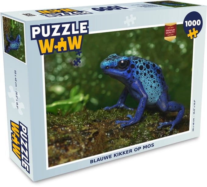 Puzzel Blauwe kikker op mos - Legpuzzel - Puzzel 1000 stukjes volwassenen