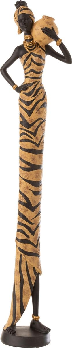 Staande Deco Beeld  Afrikaanse Vrouw Zebra Poly Zwart/Bruin