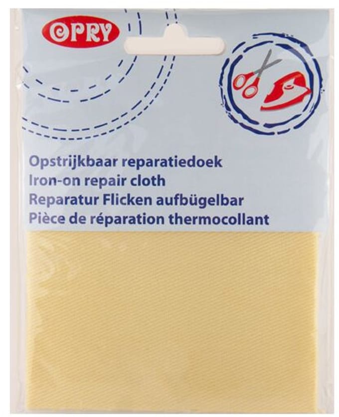 Opry opstrijkbaar reparatiedoek geel 10 x 40 cm