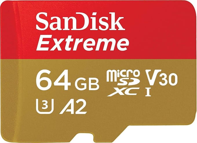 SanDisk Extreme MicroSDXC 64GB - U3 V30 A2 - 160MB/s - GN6MA - met adapter