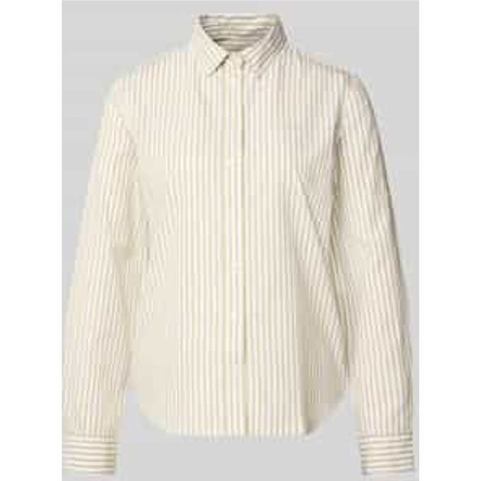 Regular fit blouse met streepmotief en Labelstitching