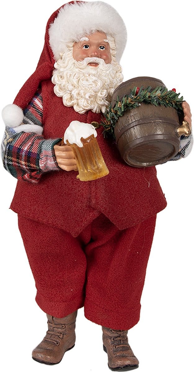 Clayre & Eef Beeld Kerstman 28 cm Rood Kunststof