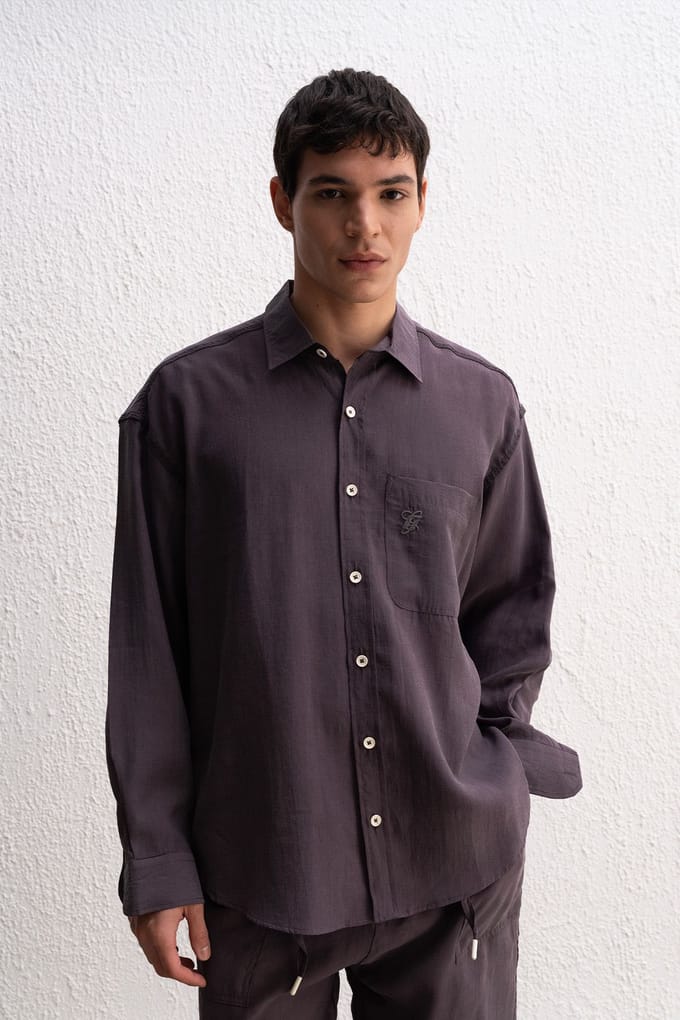 Heren Oversized Lange Mouwen Shirt Met Pocket