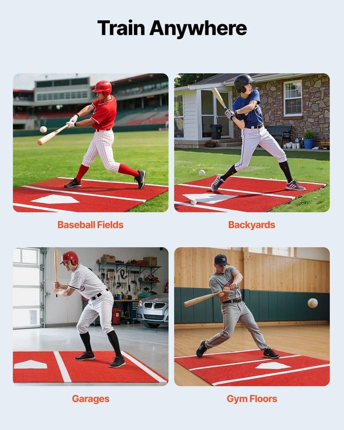 366x183cm Honkbal Slagmat Softbal Slagmat Buiten Training Rood