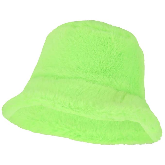Buckethat - fake fur - neon - Fluor groen