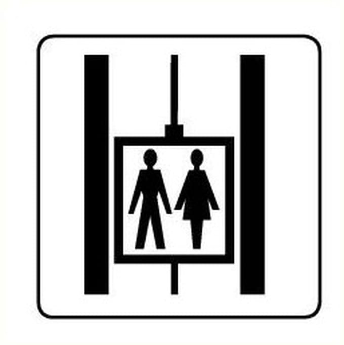 Gezamenlijke lift sticker, wit zwart 100 x 100 mm