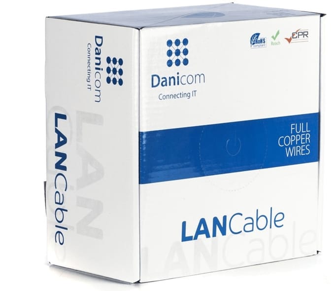 DANICOM CAT6A S/FTP 100 meter kabel op rol stug - LSZH (Dca) - Trekdoos - Internetkabel - Netwerkkabel - UTP kabel