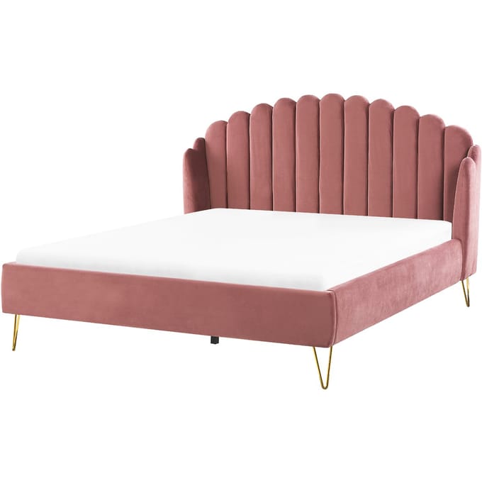 AMBILLOU - Tweepersoonsbed - Roze - 180 x 200 cm - Fluweel