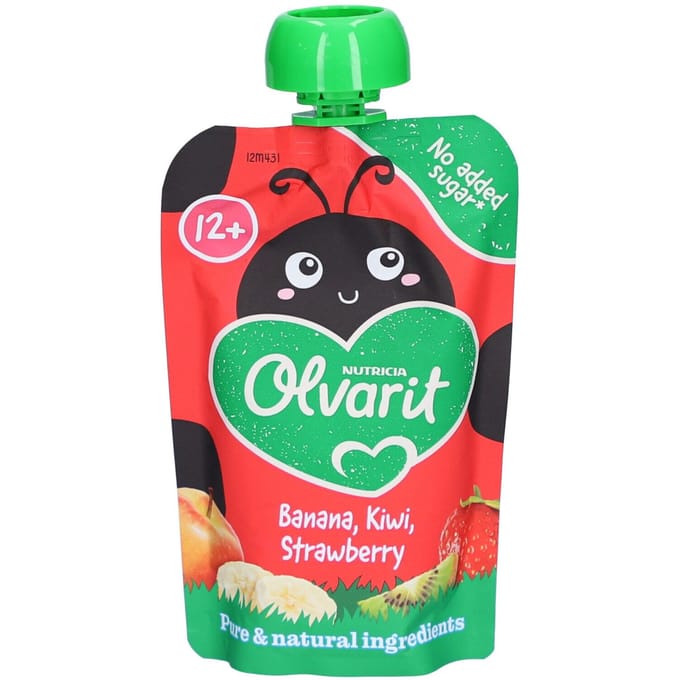 Olvarit Knijpzakje 12m+ Aardbei, Banaan, Kiwi 100 Voeding