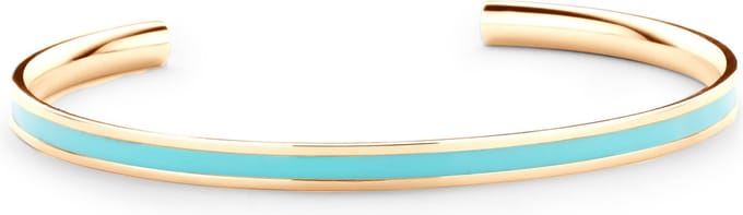 Key Moments 8KM-B00534 Stalen Open Bangle - One-size (60 x 50 x 4 mm) - Goudkleurig / Blauw