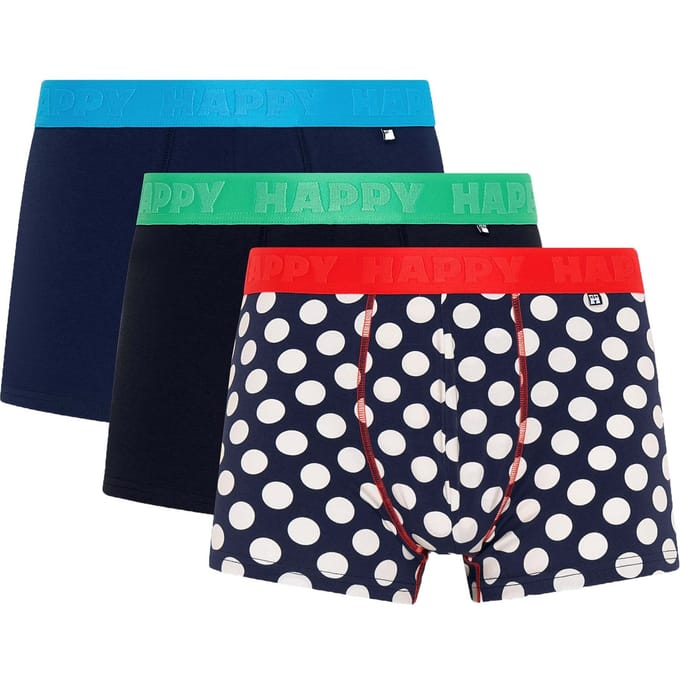 Happy Socks - 3-Pack Navy Big Dot Short Boxers - Heren - Ondergoed