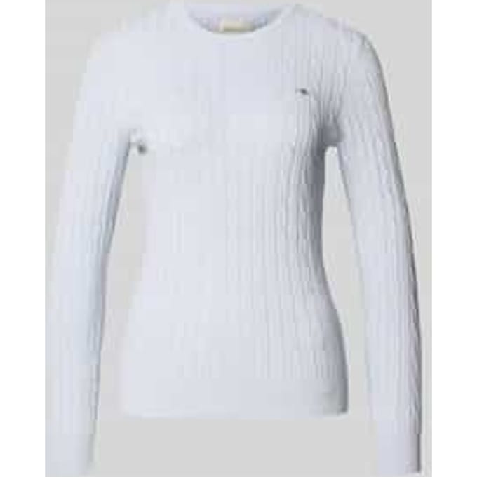 Gebreide pullover met kabelpatroon en labelstitching