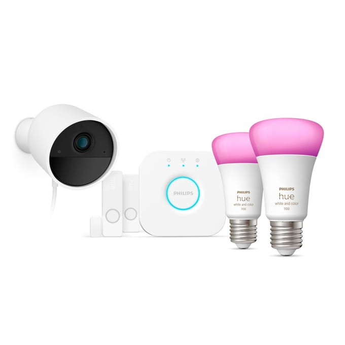 Philips Hue Secure Camera Bundle - 1x Bedrade Camera + 2x Contactsensor + 2x Philips Hue White & Colour Ambiance E27 + Bridge - Wit