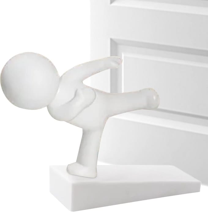 Deurstoppers Binnendeuren - Deurvanger Rubber - Muur Beschermen - Levendig Figuur Ontwerp - 11x7x7cm - Wit