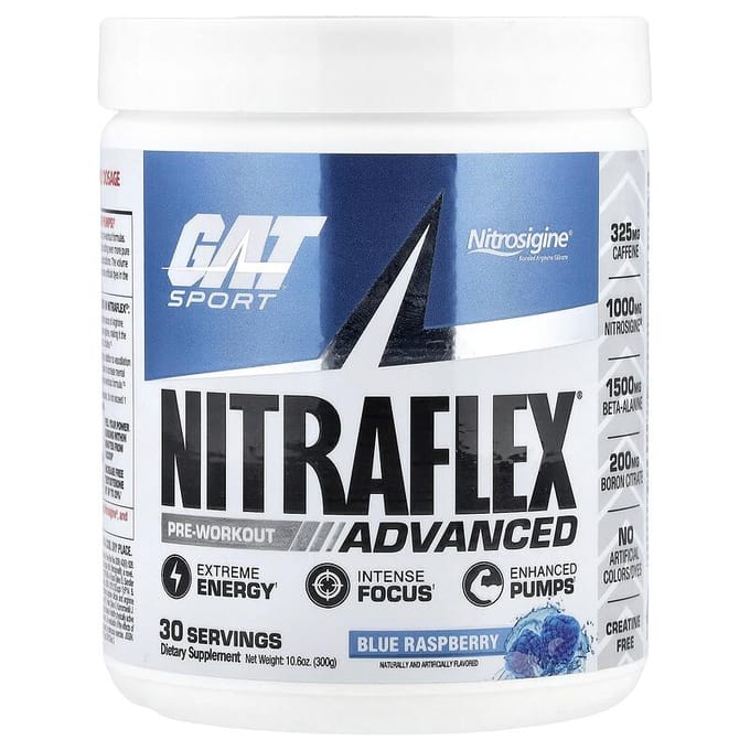 Sport, NITRAFLEX® Avancé, Pré-entraînement, Framboise Bleue, 10,6 oz (300 grammes)