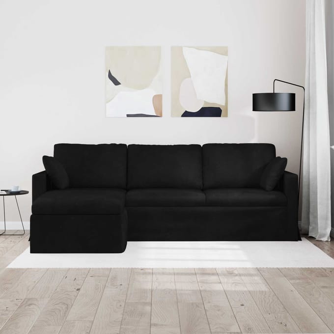 vidaXL - Bank - Zwart - 228 - x - 134 - x - 80 - cm - Fluweel