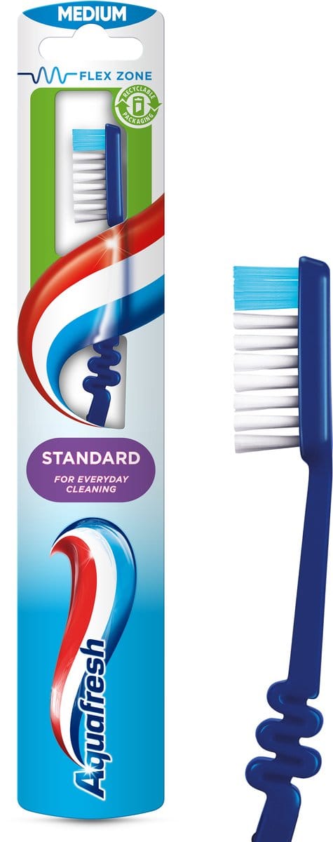 Aquafresh Standaard - Tandenborstel - Medium - Ergonomische Greep - Flex Zone Technologie