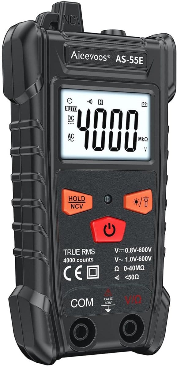 Digitale Multimeter 4000 tellers, DC AC voltmeter en ohm volt amp tester - Auto-range, snel en nauwkeurig meten van spanning