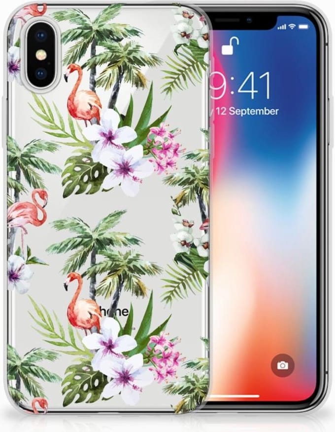 Apple iPhone X | Xs TPU Hoesje Flamingo Palms