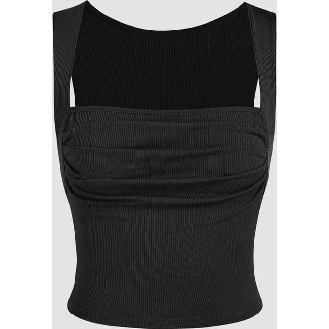 Gerimpelde Blouse met Vierkante Hals